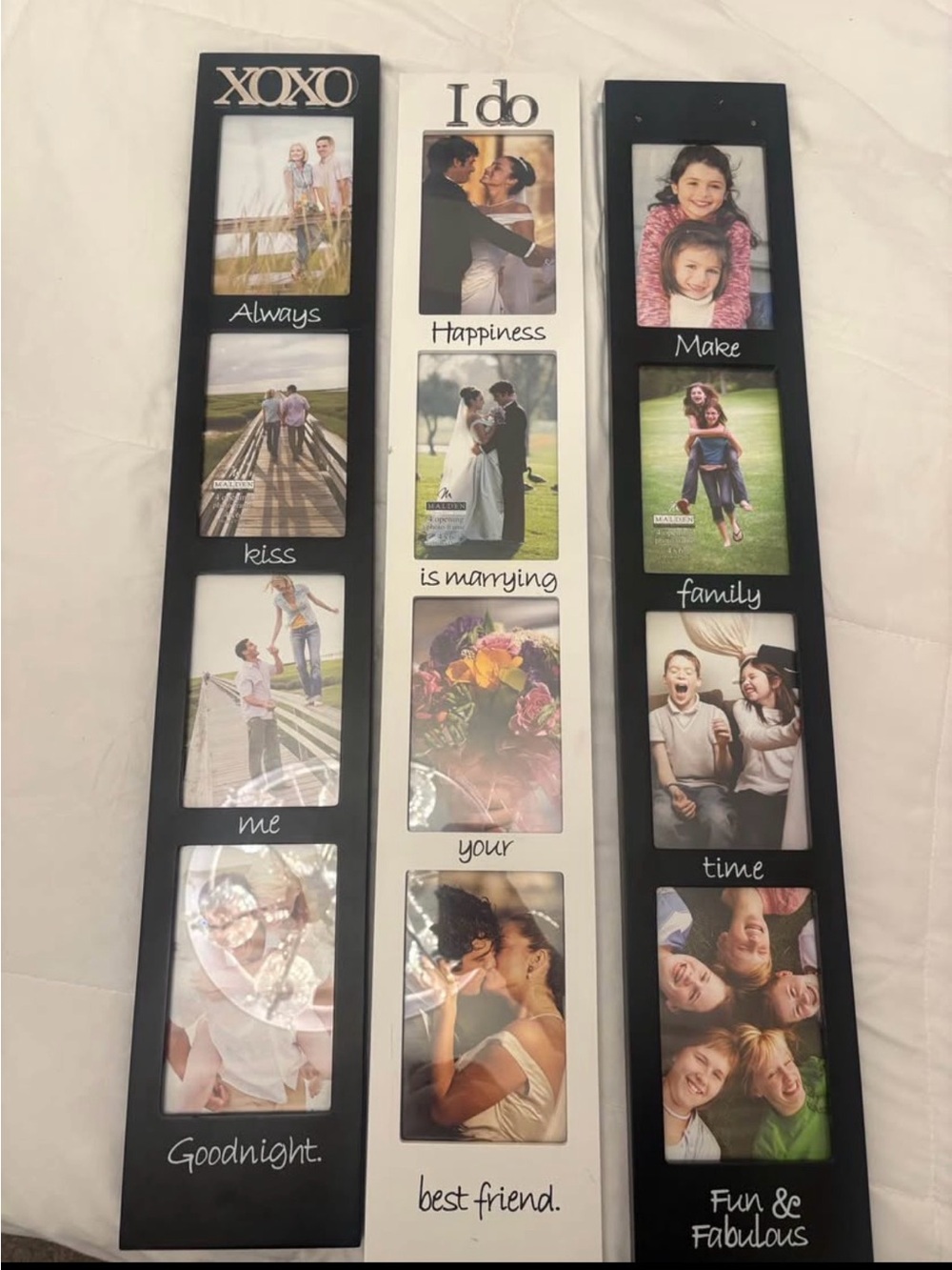 XOXO/ I do Black and White Multi-Opening Photo Frame Set brand new 4x6 photos